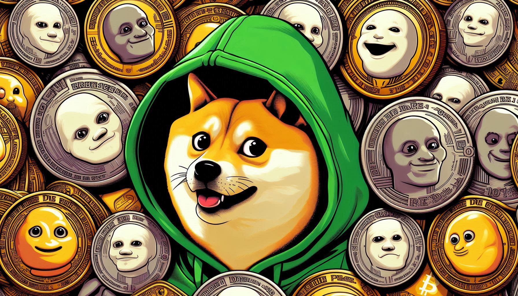 Meme coins and shit coins - dogecoin shiba inu Pepe coin 01